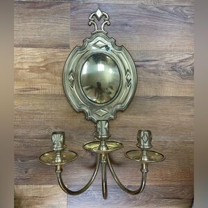 Large antique Victorian brass three-arm wall sconce / candelabra circa 1900